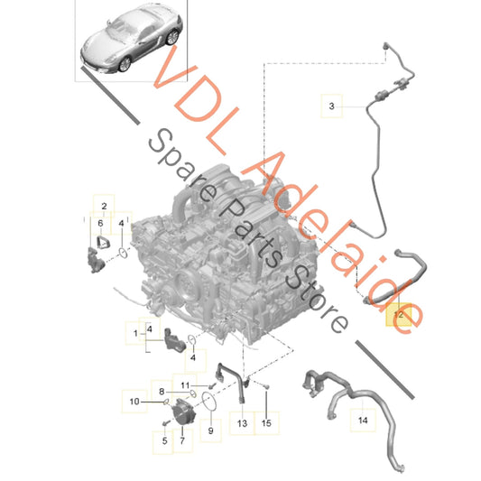 9A110752020    Porsche Cayman Boxster Crankcase Breather Tube Pipe Hose 9A110752020