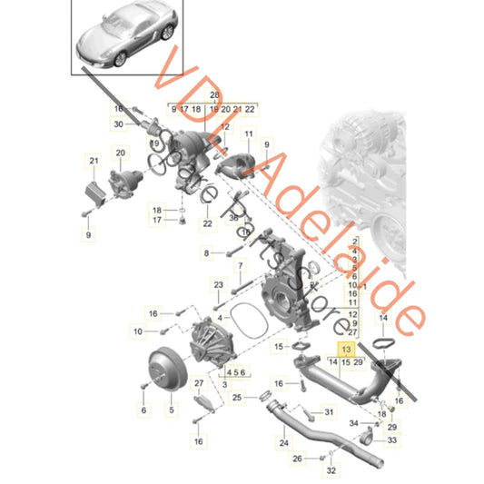 9A110602630 9A110602631   Porsche Cayman Boxster Coolant Water Tube Pipe 9A110602631