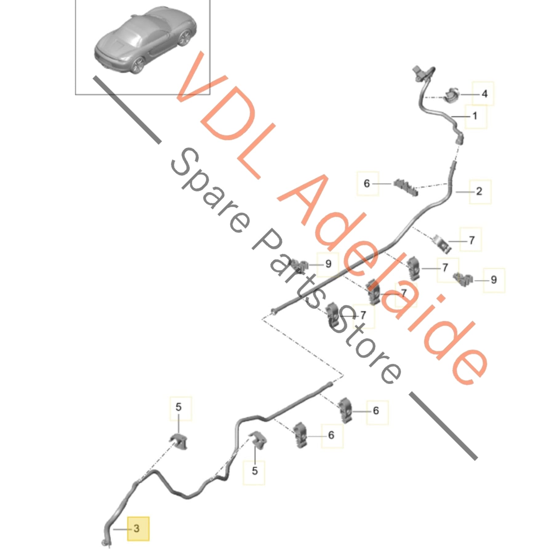 98135557502    Porsche Cayman Boxster Brake Vacuum Hose Pipe 98135557502