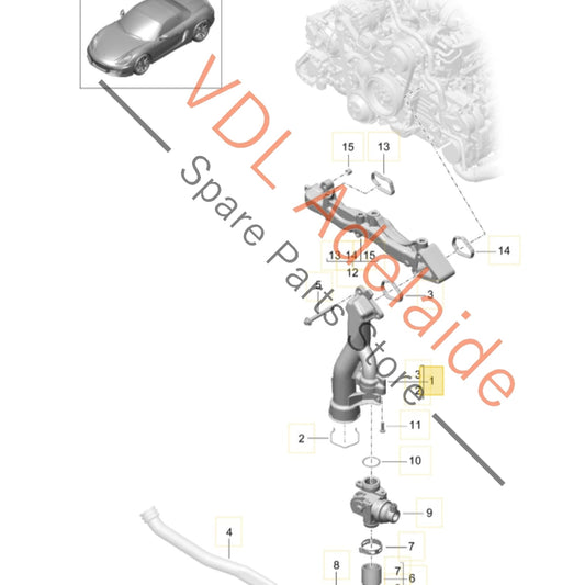 9A110603431    Porsche Cayman Boxster Water Coolant Cooling Cast Manifold Aluminium 9A110603431