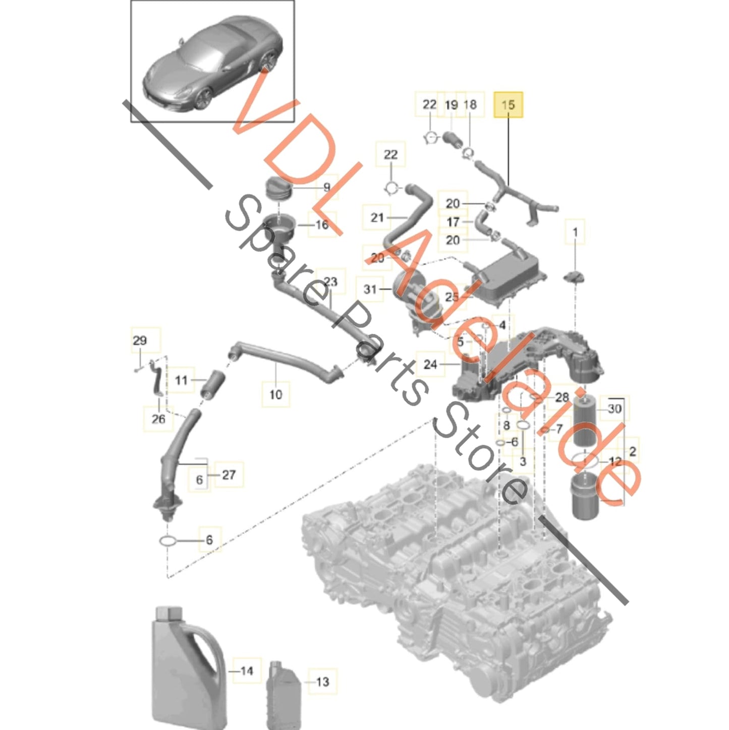 9A110666901    Porsche Boxster Cayman Heat Exchanger Pipe Hose 9A110666901 9A110666902