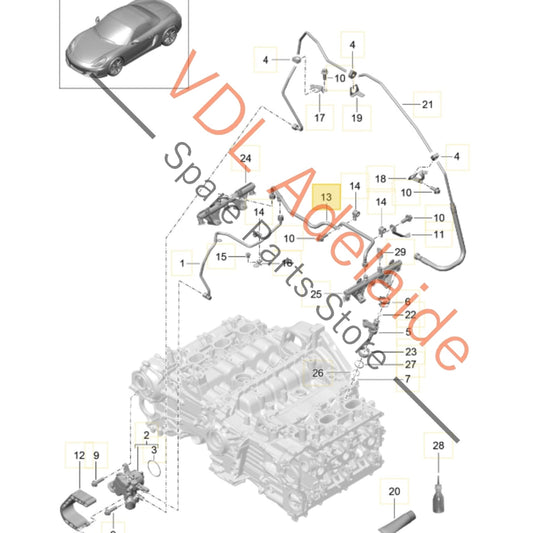 9A111009203    Porsche Boxster Cayman High Pressure Steel Fuel Pipe Hose 9A111009203