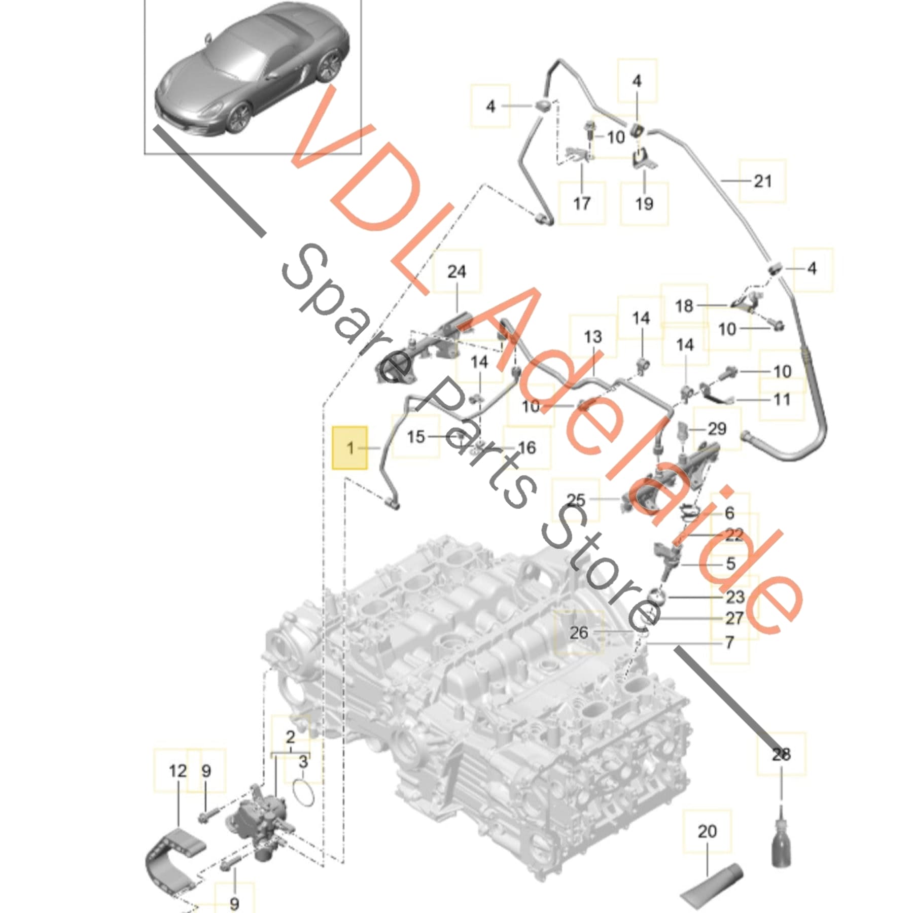 9A111009502    Porsche Boxster Cayman High Pressure Steel Fuel Pipe Hose 9A111009502