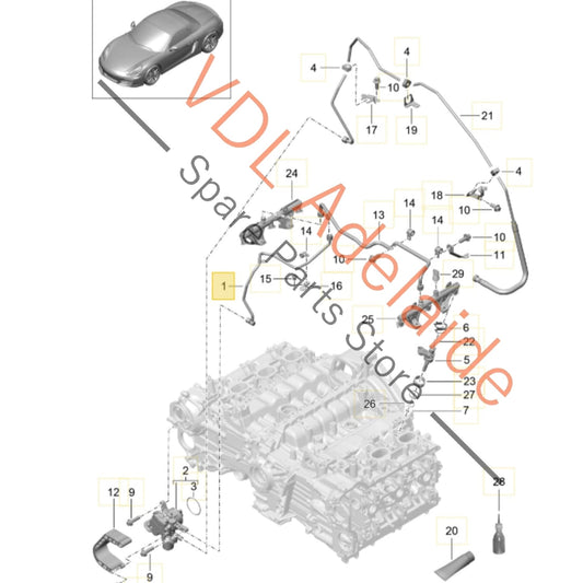 9A111009502    Porsche Boxster Cayman High Pressure Steel Fuel Pipe Hose 9A111009502
