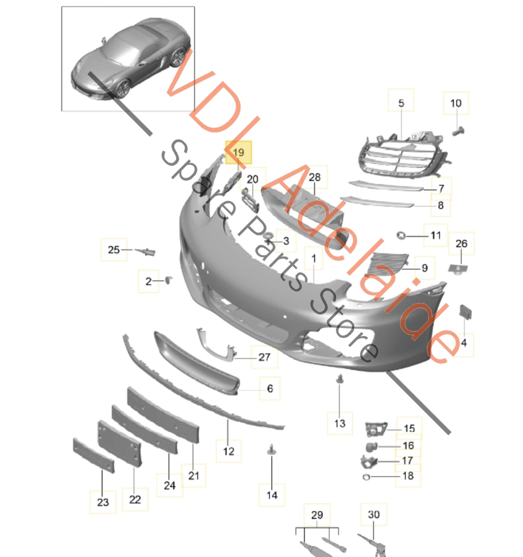 98150553600    Porsche Boxster Cayman Right Front Bumper Retaining Bracket 98150553600