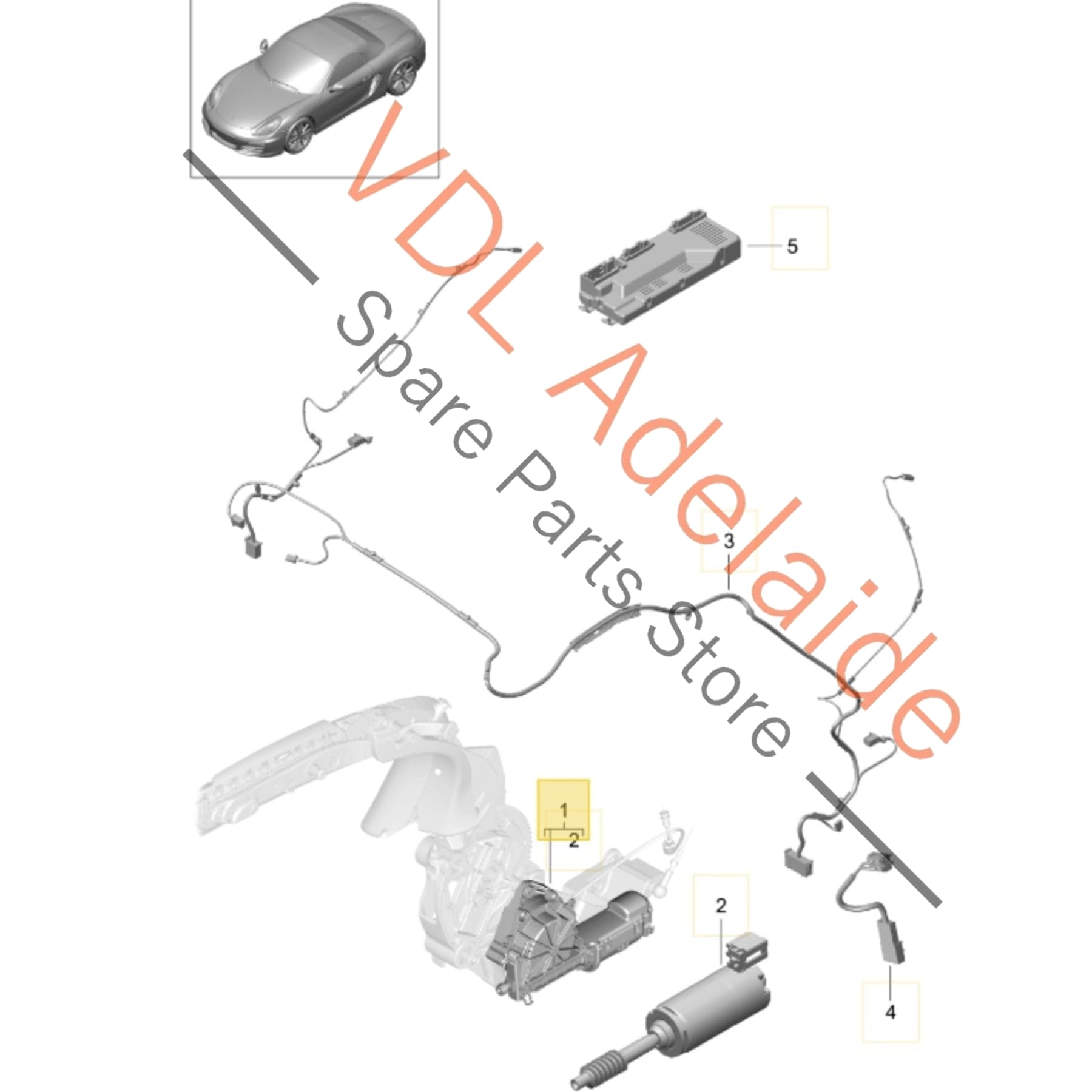 98156192401 98156192601   Porsche Boxster 981 Right Convertible Roof Motor & Gearbox 98156192400 98156192601