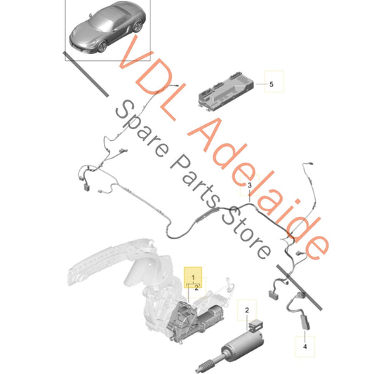 98156192401 98156192601   Porsche Boxster 981 Right Convertible Roof Motor & Gearbox 98156192400 98156192601