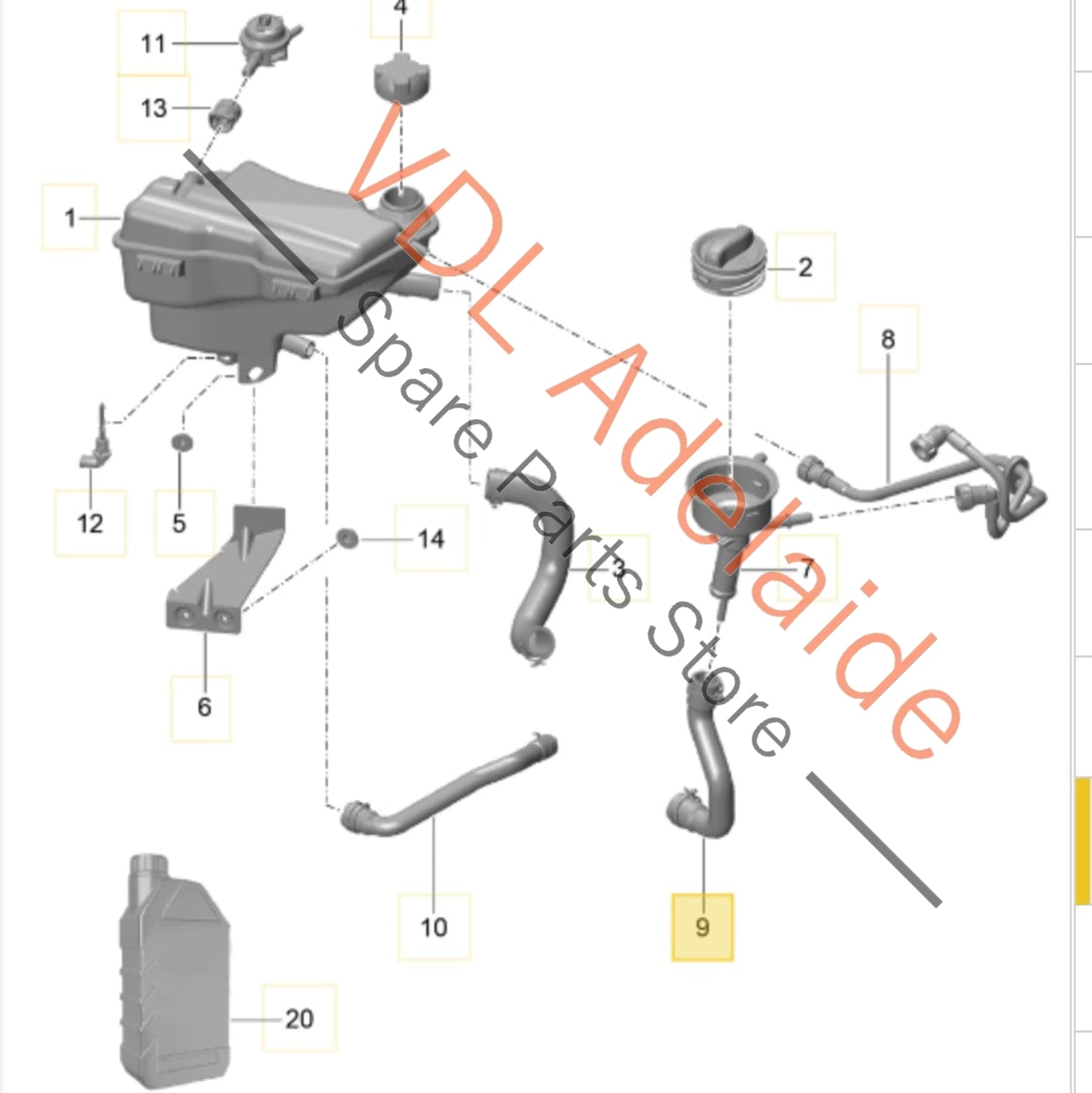 98110627500    Porsche 981 Coolant Reservoir Hose Pipe 98110627500
