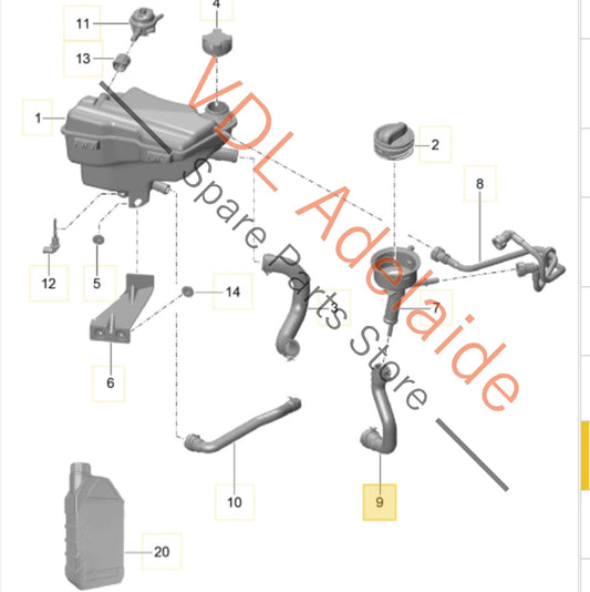 98110627500    Porsche 981 Coolant Reservoir Hose Pipe 98110627500