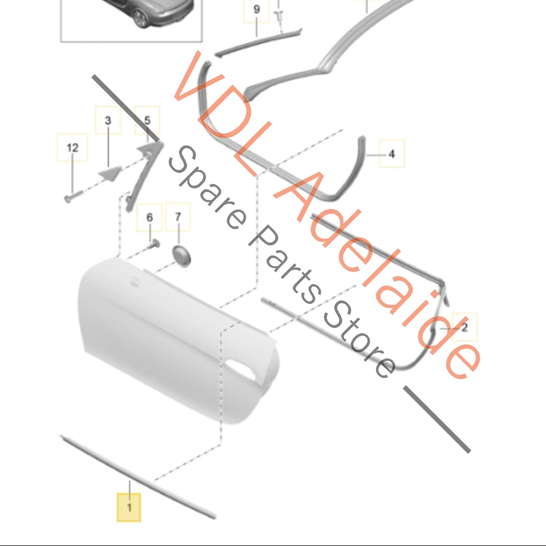 98153708501 98153708502   Porsche Boxster Cayman Left Side Door Aperture Window Slot Seal 98153708501