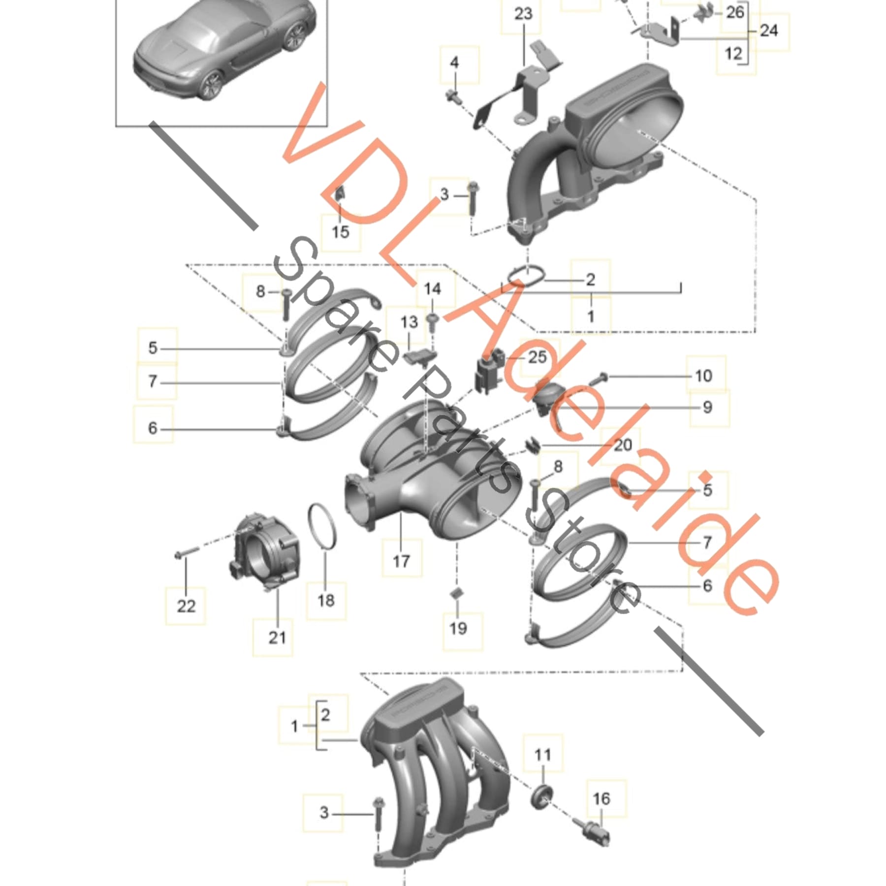 9A111011530    Porsche Cayman Boxster Plastic Intake Manifold 9A111011530
