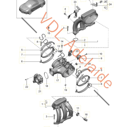 9A111011530    Porsche Cayman Boxster Plastic Intake Manifold 9A111011530