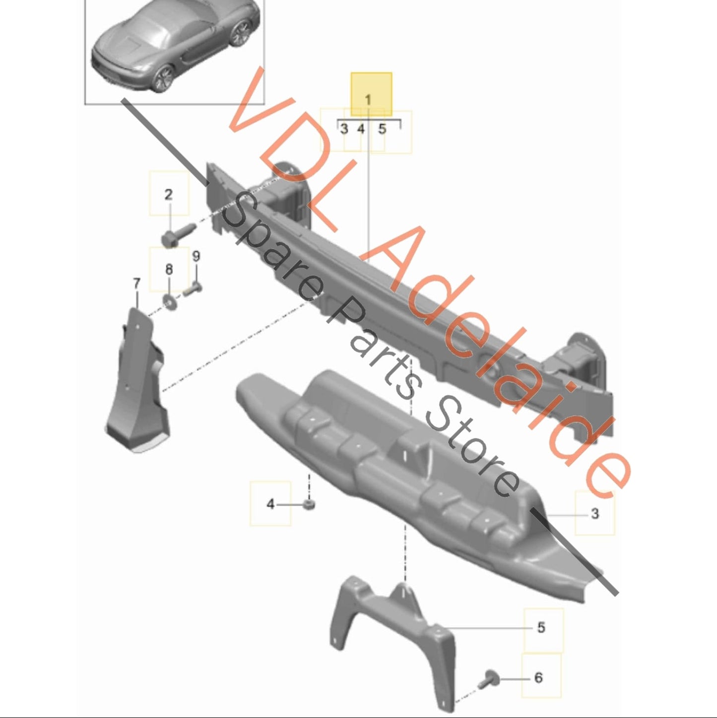 98150514100 Porsche Boxster Cayman 981 Rear Bumper Reo Reinforcement Bar 98150514100