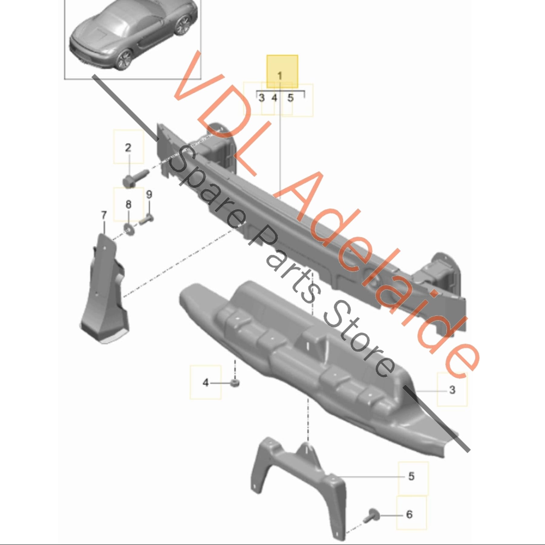 98150514100    Porsche Boxster Cayman 981 Rear Bumper Reo Reinforcement Bar 98150514100