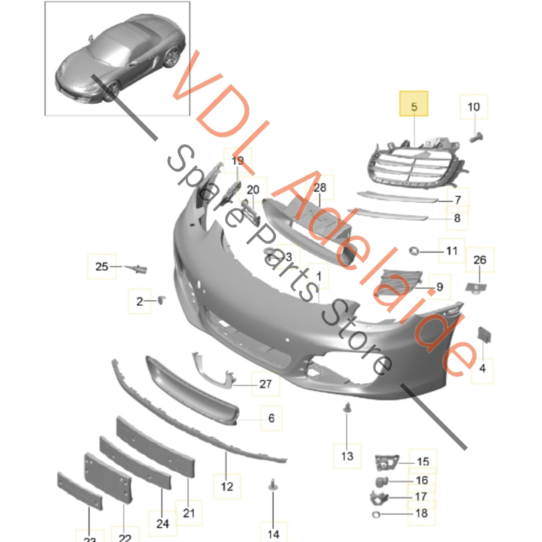 98150556400    Porsche Boxster Cayman Front Right Bumper Grille Vent 98150556400