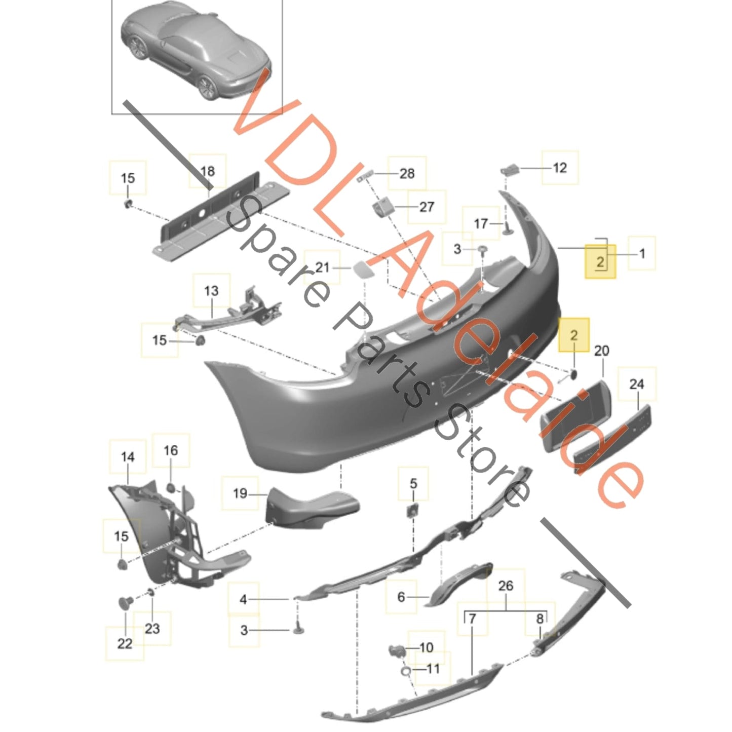 99150580300 Porsche Boxster Cayman 911 Tow Hook Cover for Rear Bumper 99150580300