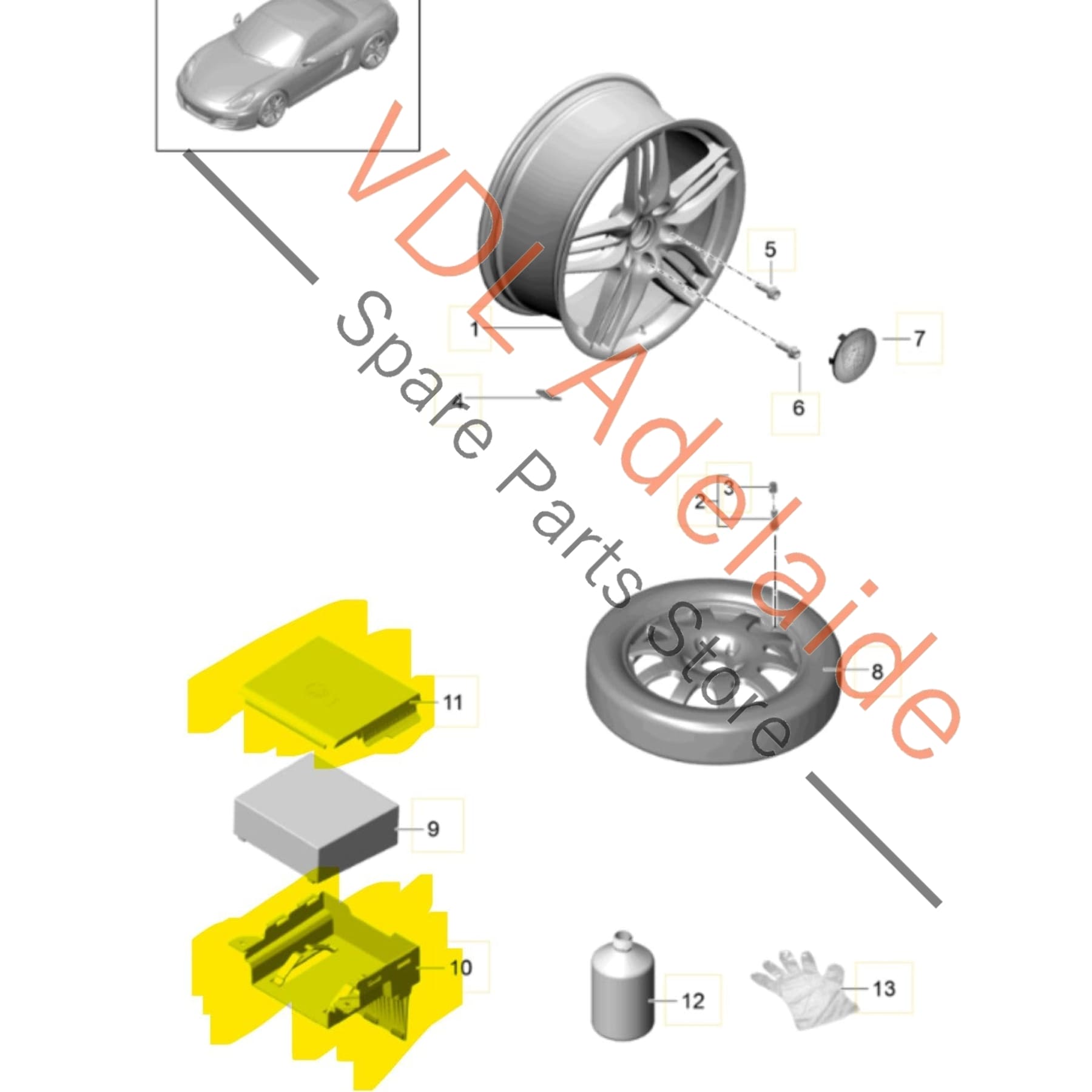 99155576501 99155557502   Porsche 911 Boxster Cayman Tyre Pump Storage Box Bracket 99155576501 99155557502