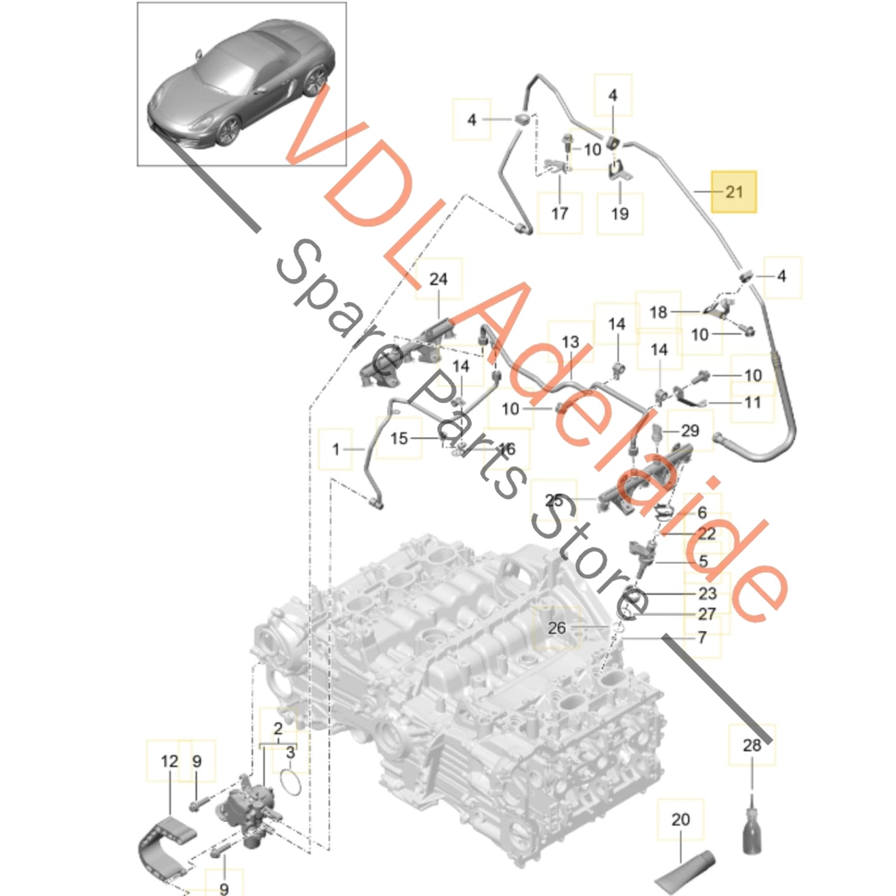 9A111090614 9A111090613   Porsche Boxster Cayman 981 Fuel Supply Line Hose Pipe 9A111090614 9A111090613