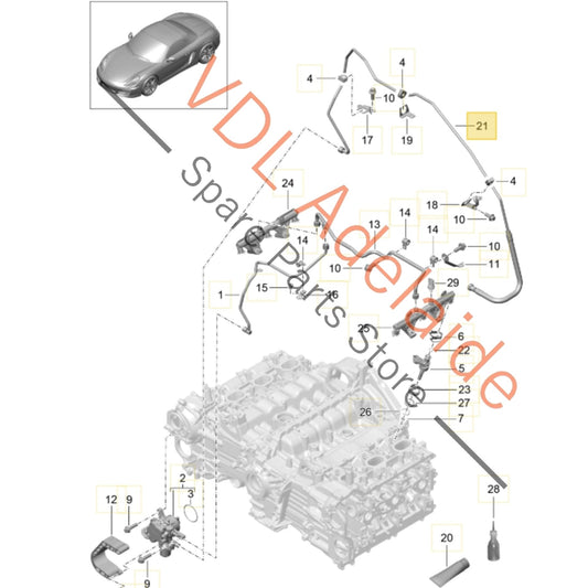 9A111090614 9A111090613   Porsche Boxster Cayman 981 Fuel Supply Line Hose Pipe 9A111090614 9A111090613