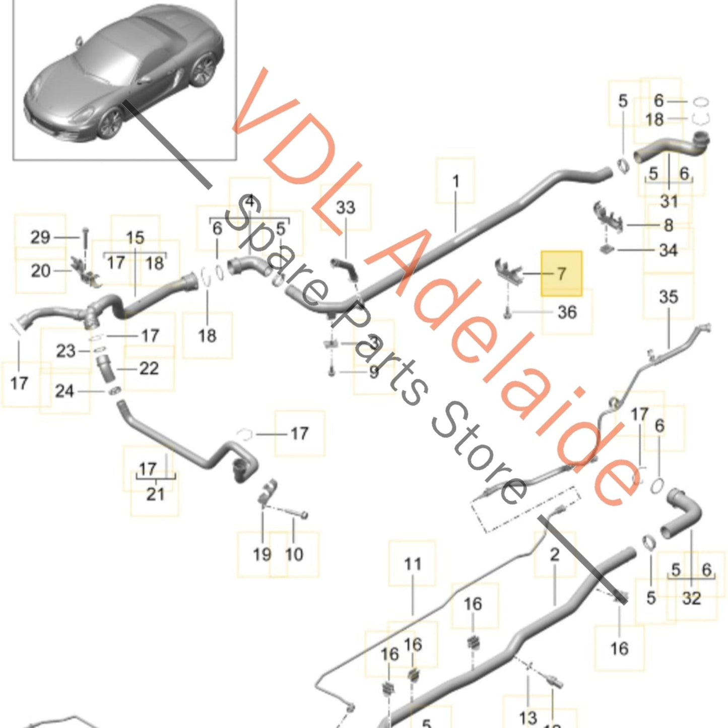 99110654001 Porsche 911 Cayman Boxster Bracket for Coolant Pipe Under Floor Tunnel 99110654001