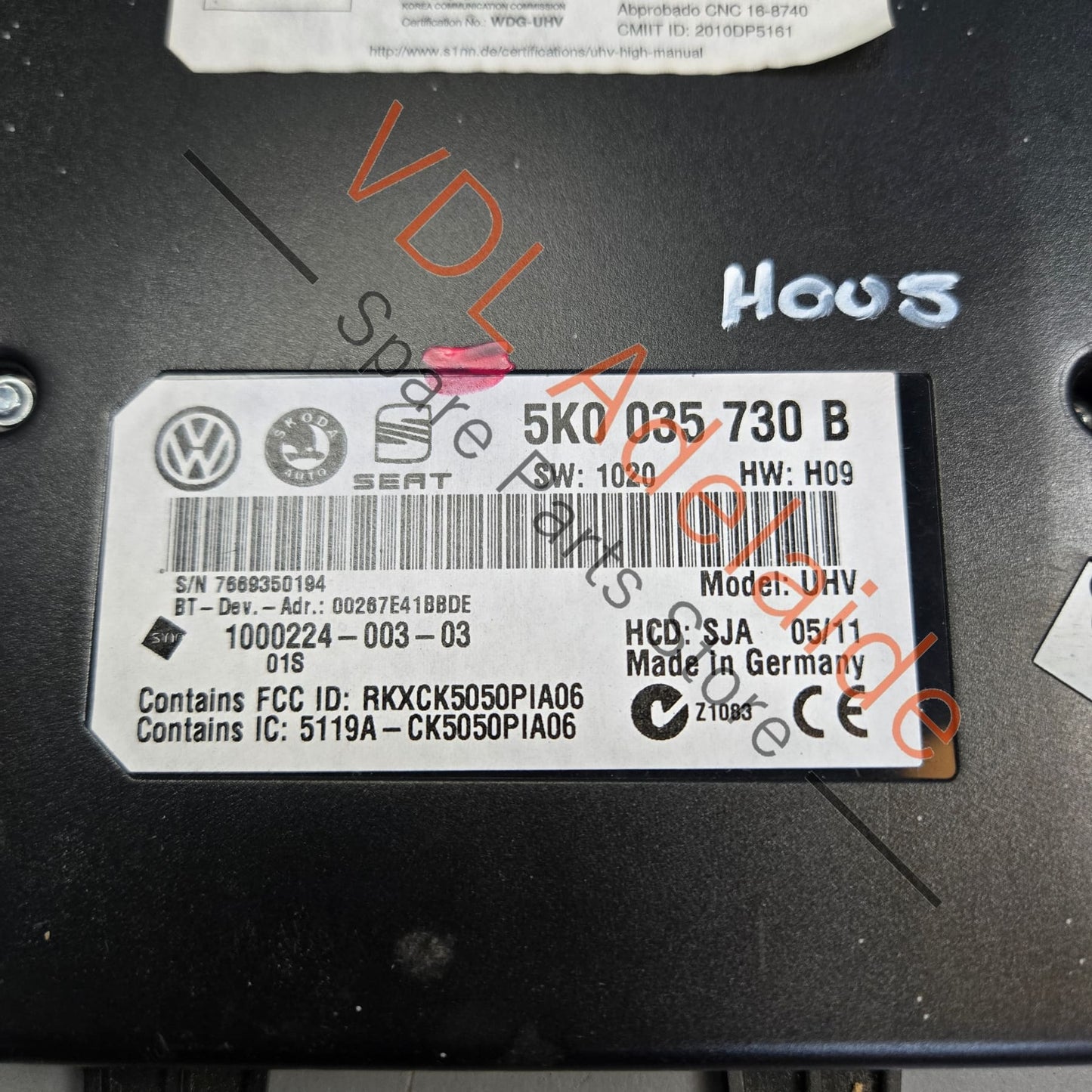 5K0035730B Genuine VW Bluetooth Control Module Adapter 5K0035730B