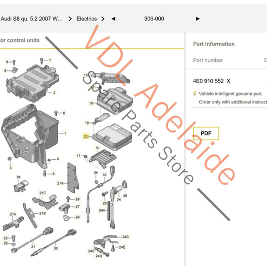 4E0910552X 4E0910552 Audi D3 S8 V10 Engine ECU Controller 4E0910552X MED9.1 BSM 450PS 331kw
