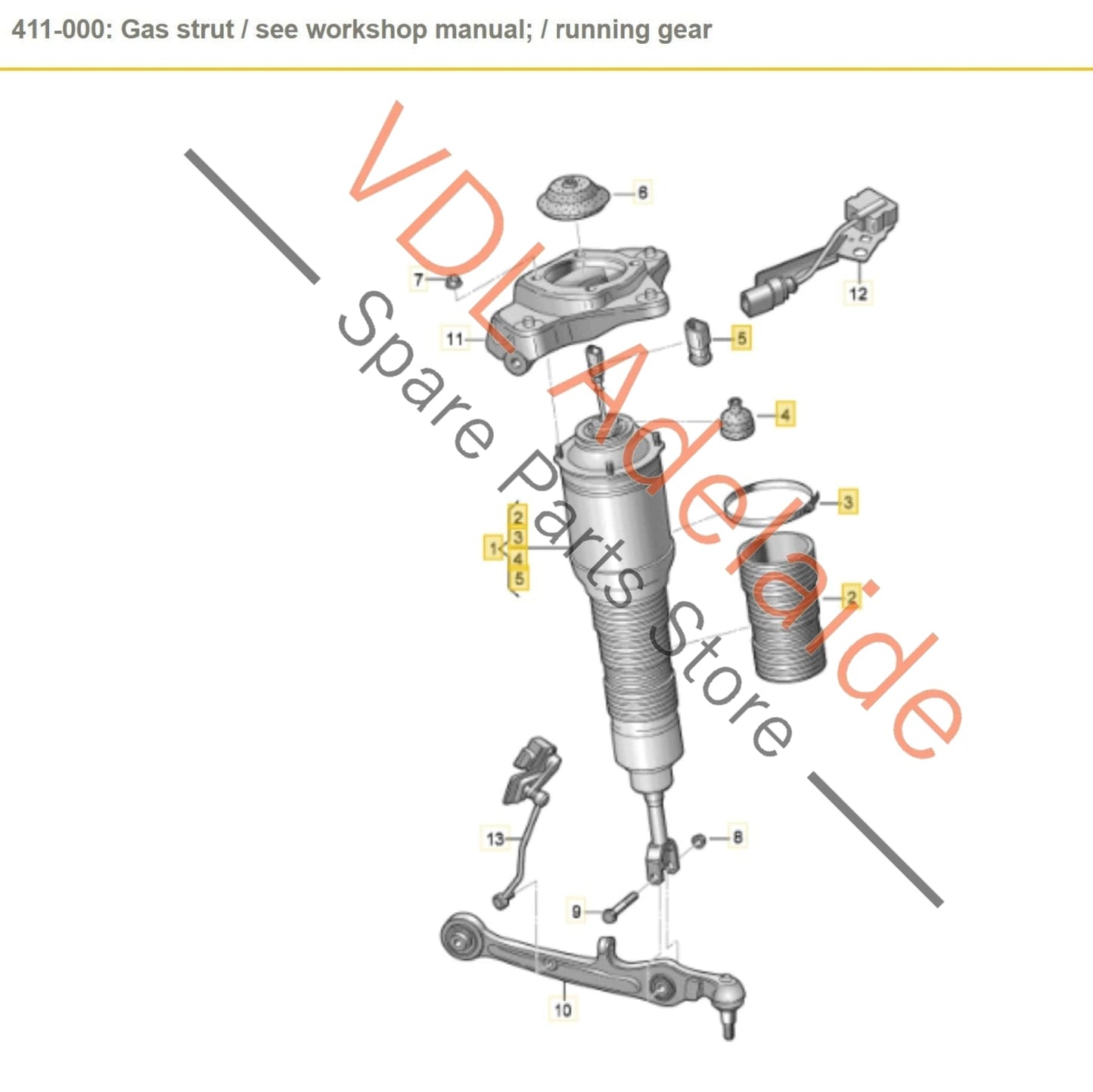 4E0616039AK 4E0616039AP Audi D3 S8 Front Left Shock Absorber Air Suspension Strut 4E0616039AK 4E0616039AP