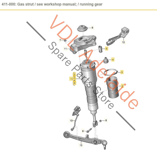4E0616040AK 4E0616040AP Audi D3 S8 Front Right Shock Absorber Air Suspension Strut 4E0616040AK 4E0616040AP