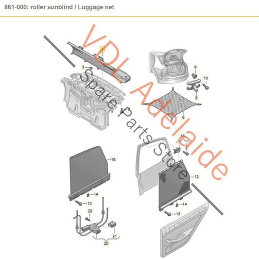 4E0861325 4E0861325LDS Audi A8 S8 D3 4E Rear Window Electric Blind Sunshade 4E0861325 LDS Satin black