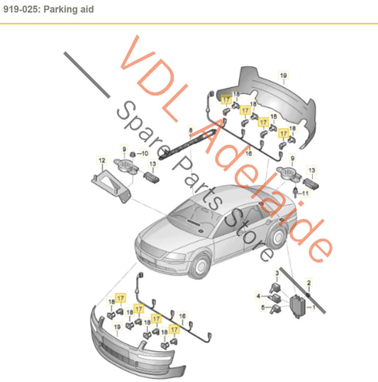 7H0919275C Audi A8 S8 D3 4E Parking Sensor 7H0919275C GRU Daytona Grey 6Y6Y With Plug & Wiring Tail