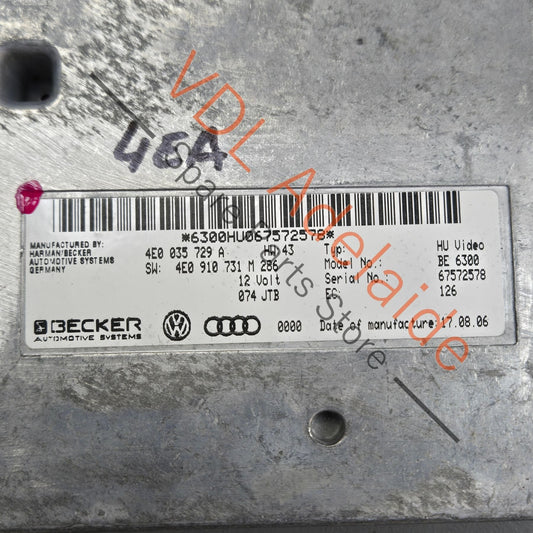 4E0910731M 4E0035729A Audi A8 D3 MMI Audio Interface Module 4E0910731M 4E0035729A
