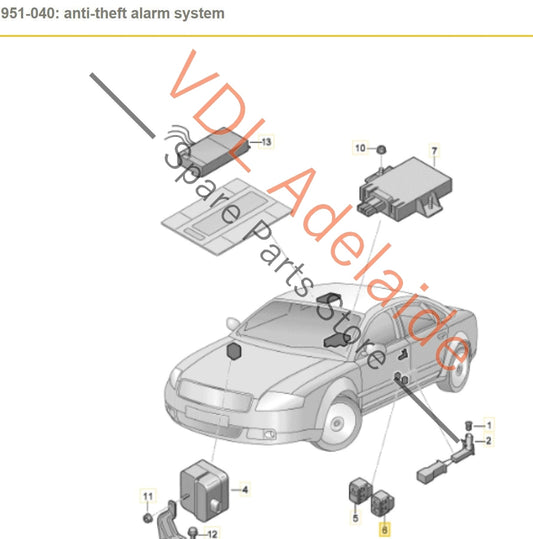 4E0962109 Audi A8 D3 Door Button Switch for Tow Away Anti Theft Protection 4E0962109