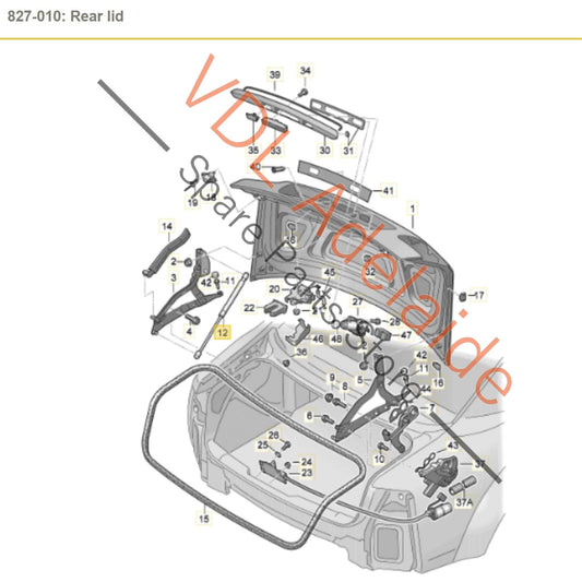 4E0827551C 4E0827552C Audi A8 S8 Rear Lid Boot Gas Lift Strut Pair 4E0827551C 4E0827552C