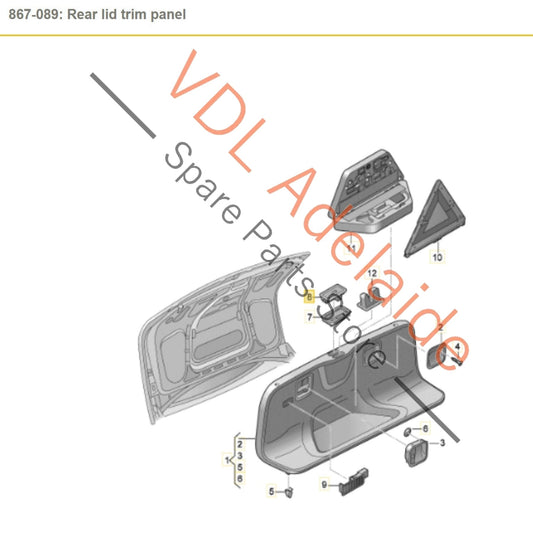 3D0959831C 3D0959831D Audi Push Button Switch for Automatic Boot Lid Close Closing 3D0959831D