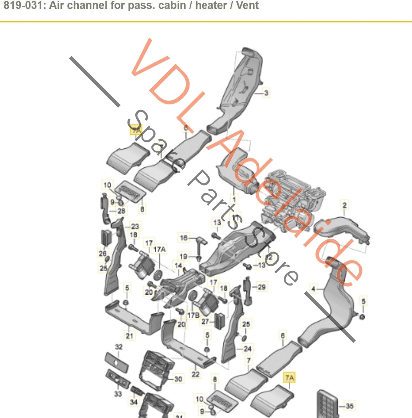 4E0819013A Audi A8 Floor Mounted Heater Booster Vent with Internal Heating Element 4E0819013A Left