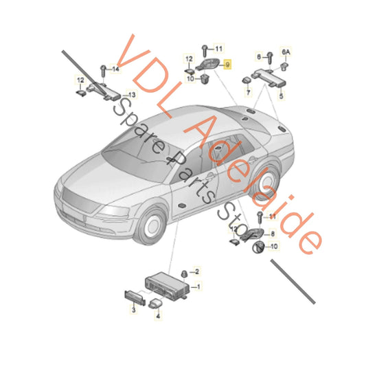 3D0909141F Audi A8 Aerial for access and start authorisation (KESSY) Rear shelf panel 3D0909141F