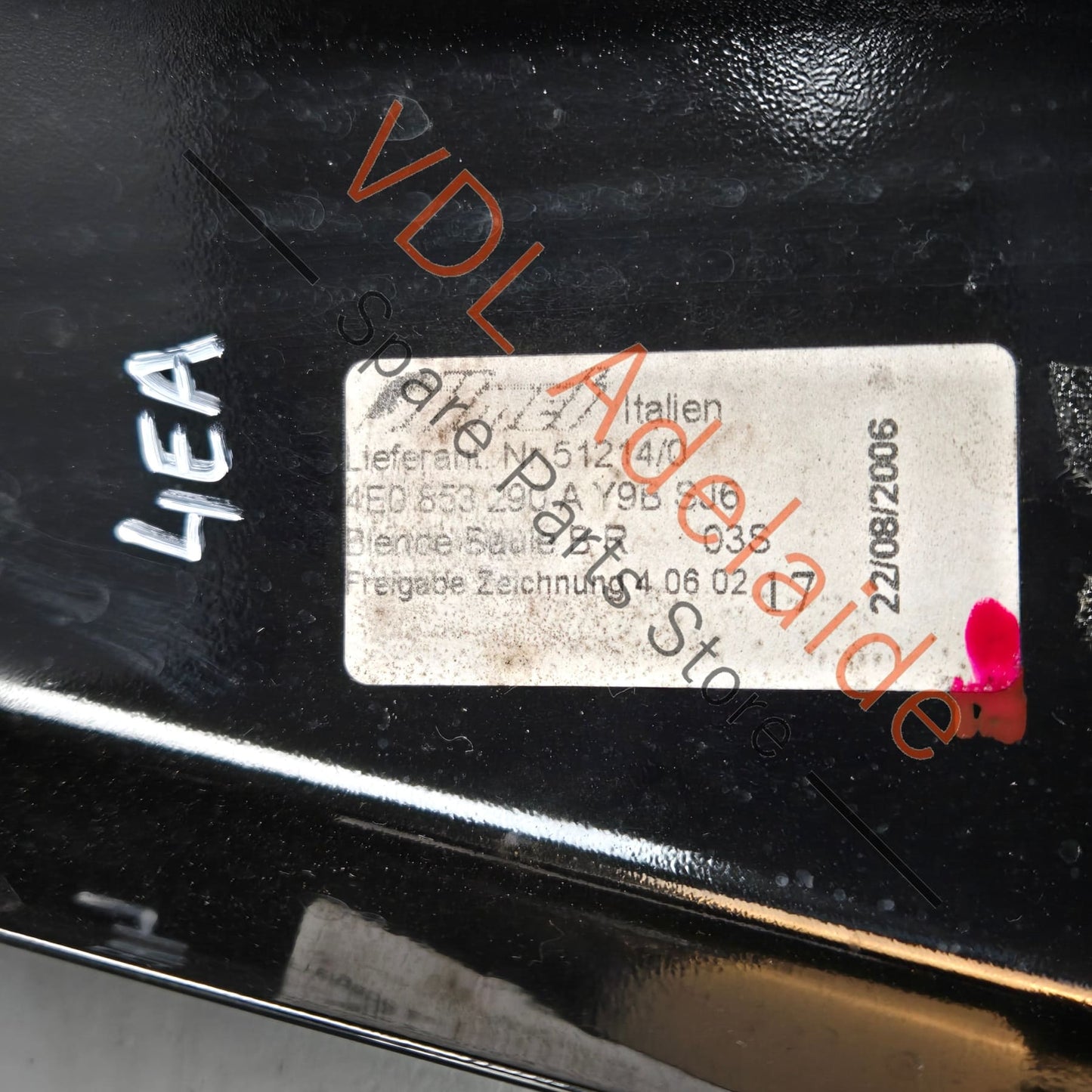 4E0853290AY9B 4E0853290A Audi A8 Exterior B Pillar Trim Gloss Black Right 4E0853290A Y9B