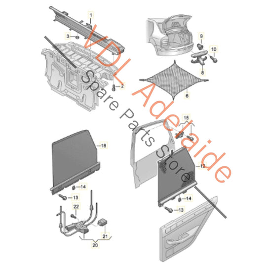 4E0861334G 4E0861978B Audi A8 Rear Right Electric Sun Blind Shade with drive motor assy 4E0861334G 4E0861978B