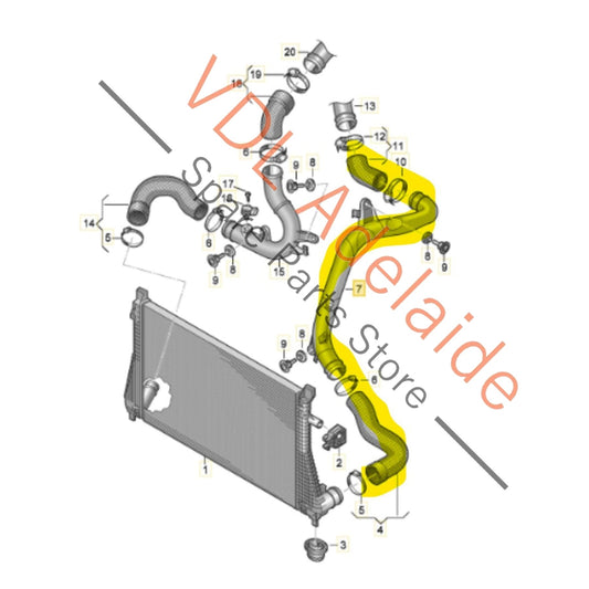 5Q0145840 5Q0145832E 5Q0145828A  VW Golf MK7 Gti LHS Left Side Intercooler Pipe Hose 5Q0145840B 5Q0145832E 5Q0145828A