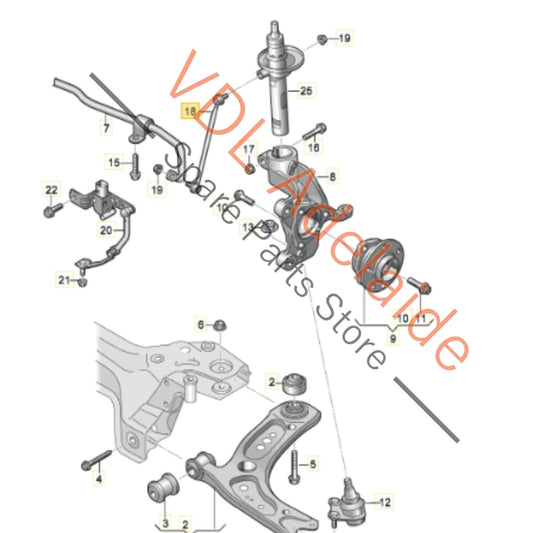 5Q0411315D    VW Golf Audi A3 Front Suspension Swaybar Coupling Rod Link Set 5Q0411315D