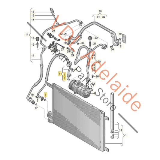 5Q0816721AG 5Q0816721M   VW Golf MK7 Air Conditioning Refrigerant Hose Pipe Condenser to Pump 5Q0816721M 5Q0816721AG