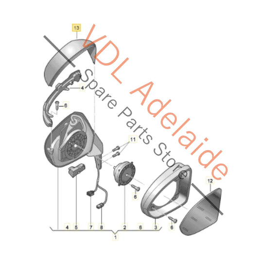 5G0857537G3Q7    VW Golf R MK7 Aluminium Chrome Finish Left Side Wing Mirror Cover Cap 5G0857537G 3Q7