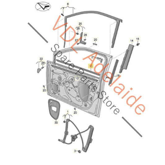 5G4837477D5AP 5G4837478D5AP   VW Golf MK7 Door Aperture Window Slot Seal Set Front & Rear Satin Black 5G4837477D 5G4837478D