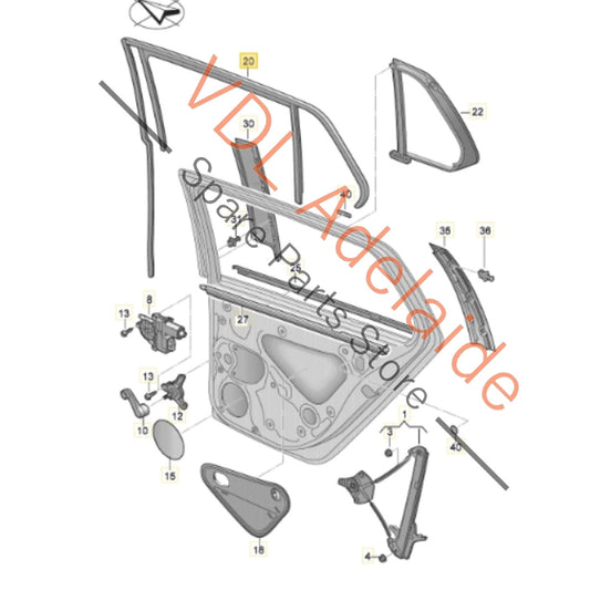 5G6839431J5AP    VW Golf MK7 Rear Left Door Frame Window Rubber 5G4839431J 5AP