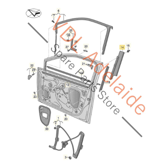 5G4837890B    VW Golf Mk7 Gloss Black Front Right B Pillar Exterior Trim for Door Window Frame 5G4837890B