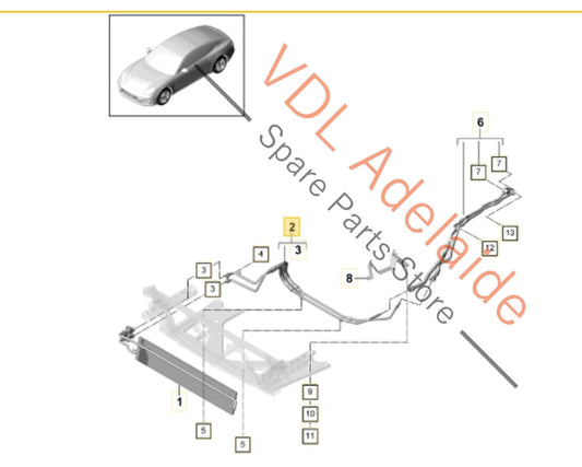 Porsche Panamera 971 Transmission Oil Cooler Pressure Hose Pipe Rear