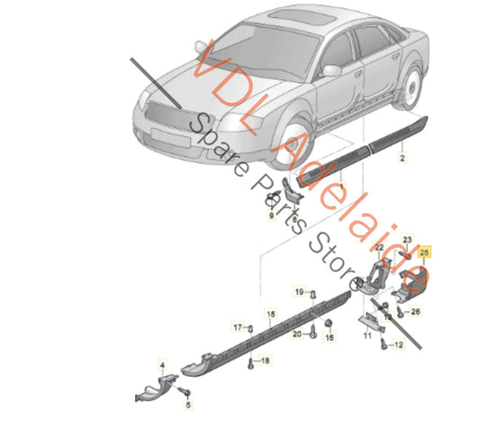 Audi S8 4E Left Side Rear Member Rocker Panel Trim Skirt 4E0853579D