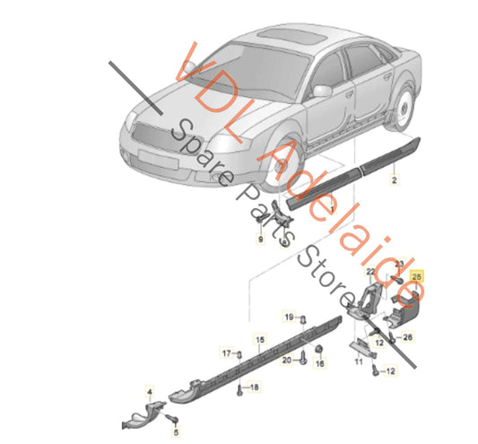 Audi S8 4E Right Side Rear Member Rocker Panel Trim Skirt 4E0853580D
