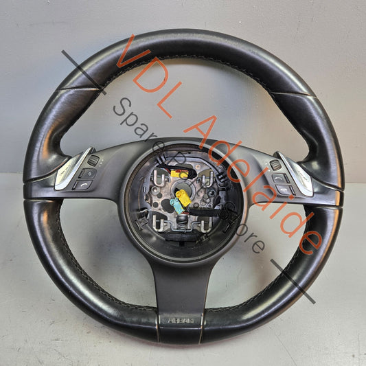 7PP959537AK    Porsche Cayenne 958 Panamera 911 Multifunction Steering Wheel Black Leather
