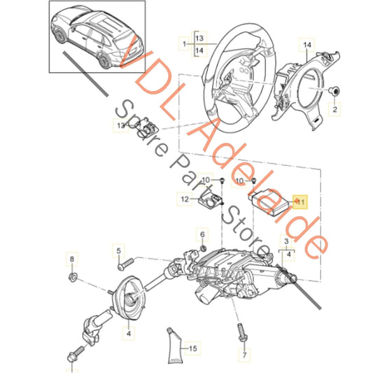 7PP 905 852 B    Porsche Cayenne 958 Steering Column Lock Module Mechanism 7PP905852C